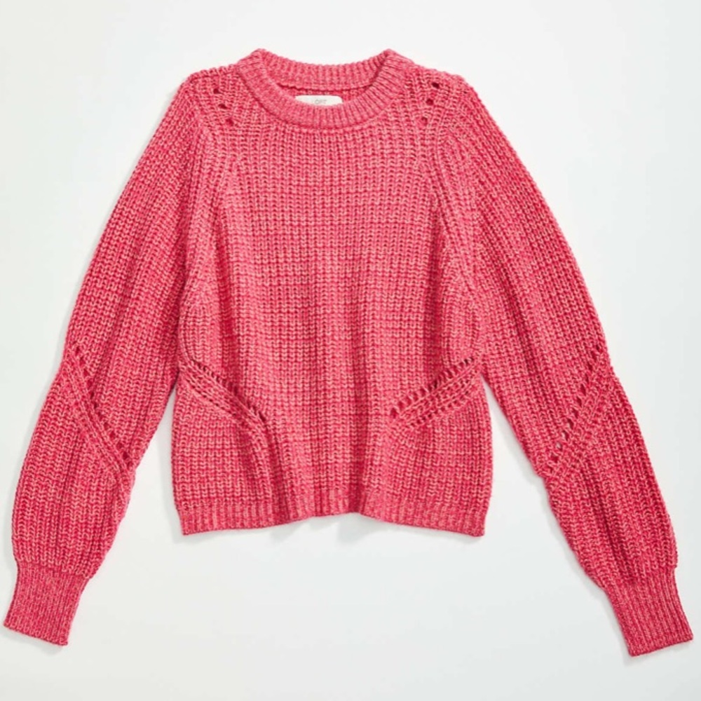NWT LOFT Ribbed Pink Raglan Sweater